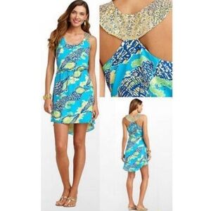 LILLY  PULITZER SOUND THE HORN DRESS WITH SEQUINS SIZE S